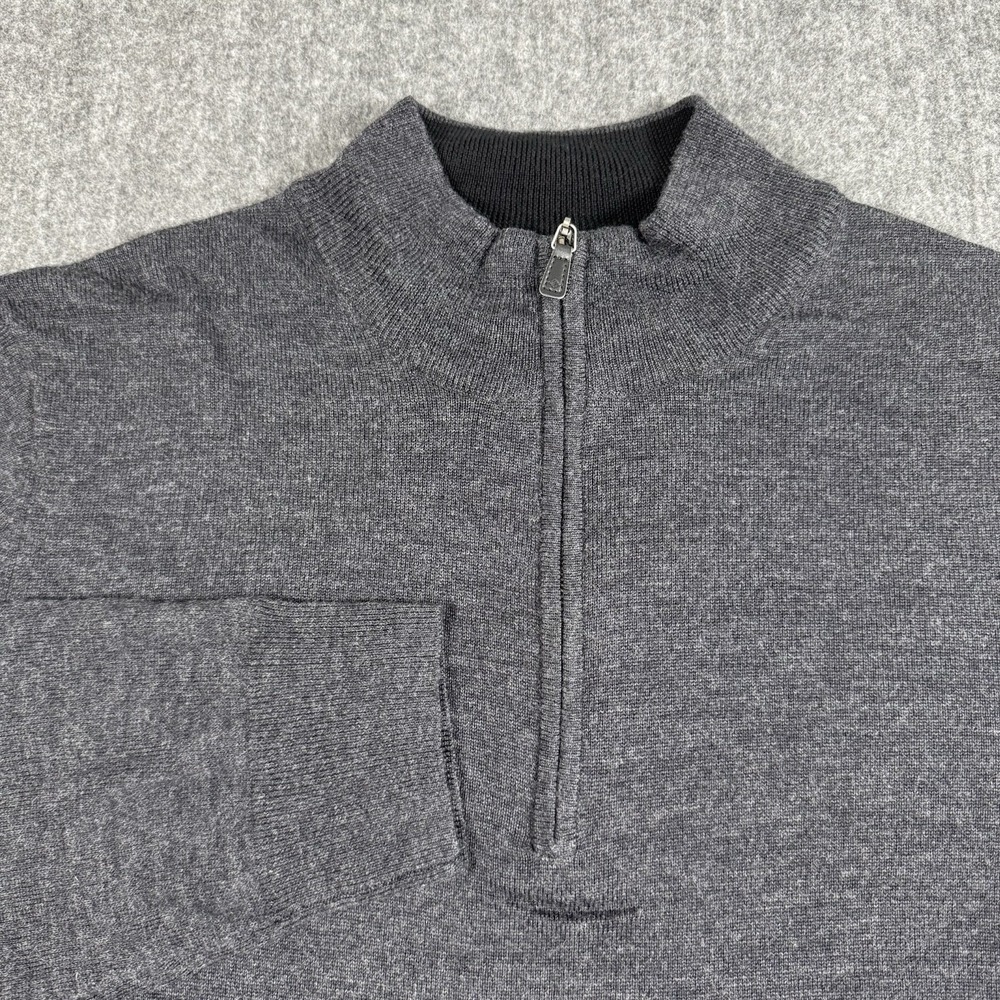 Joseph Abboud Men's XL Extra Fine Merino Wool 1/4 Zip Sweater Charcoal Gray